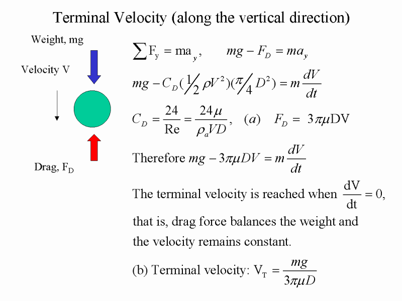 Terminal Velocity (along the vertical direction)