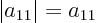 \begin{displaymath}
\left\vert a_{11} \right\vert = a_{11}
\end{displaymath}