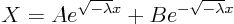 \begin{displaymath}
X = A e^{\sqrt{-\lambda} x} + B e^{-\sqrt{-\lambda} x}
\end{displaymath}