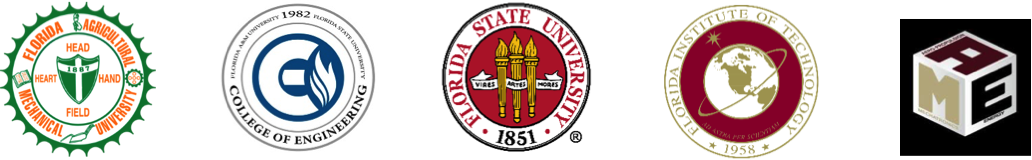 Image of FAMU logo, FAMU-FSU College of Engineering logo, FSU logo, FIT logo and AME logo