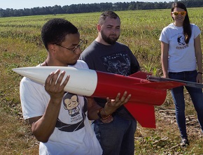 Railing the small rocket we helped make