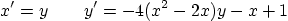 \begin{displaymath}
x' = y \qquad y' = - 4(x^2-2x)y-x+1
\end{displaymath}