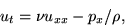 \begin{displaymath}
u_t = \nu u_{xx} - p_x/\rho,\end{displaymath}