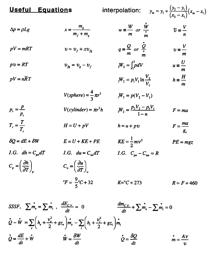 EML3100 Thermo - Exam #2: Old Exams and Tips